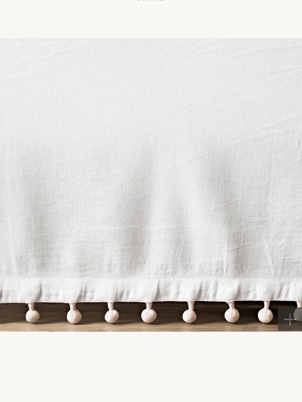 Restoration Hardware White Bedskirt with Pom Trim